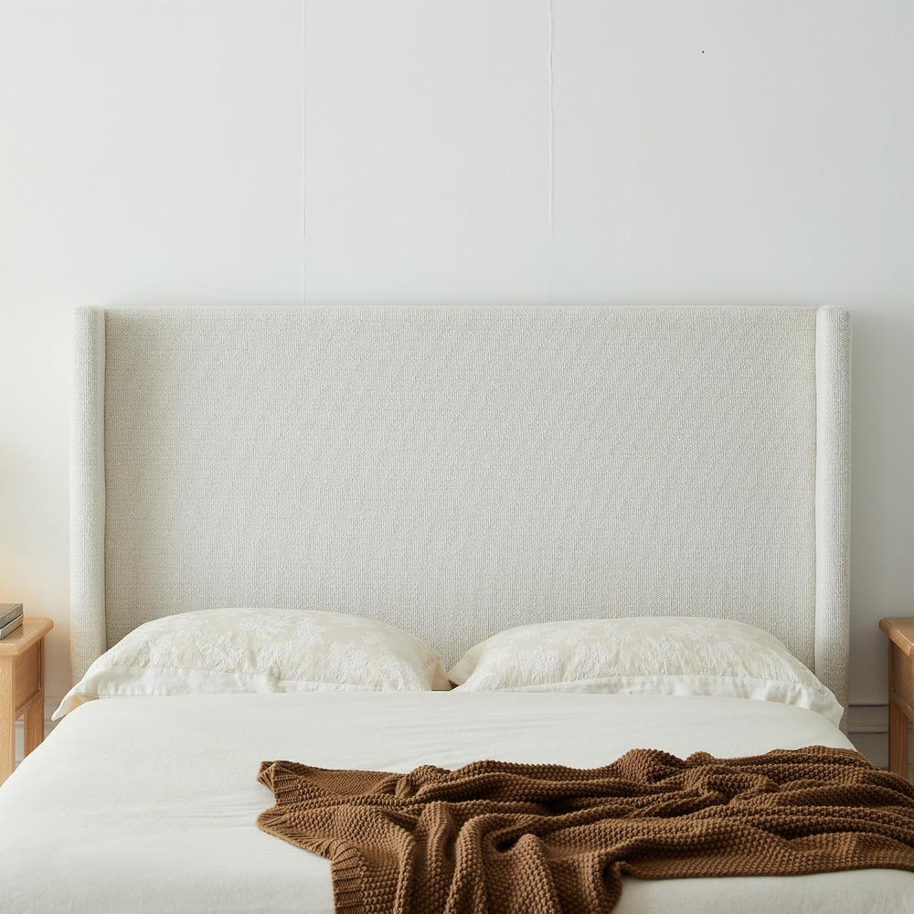 53.1" Extra-Tall Wingback Bed Frame - Luxury Cream White Boucle Upholste...