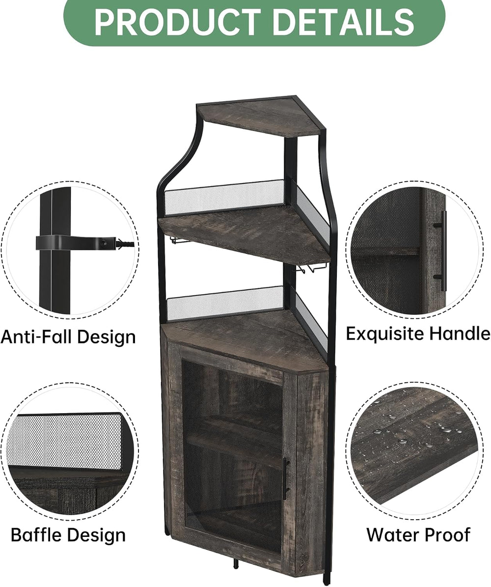 Garvee Corner Wine Rack Cabinet for Liquor Cabinet with Adjustable Shelves, 6...