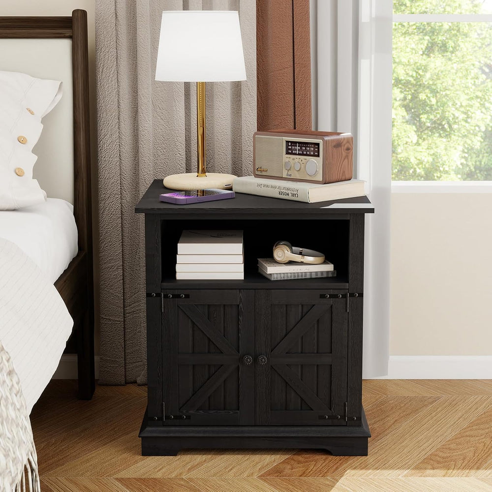 MUUEGM End Table Set of 2 Large Side Table 24" Farmhouse Nightstands wit...