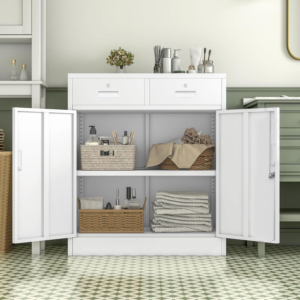 Wanfu Metal Storage Cabinet, Locking Storage Cabinet with Adjustable Shelf, 3...
