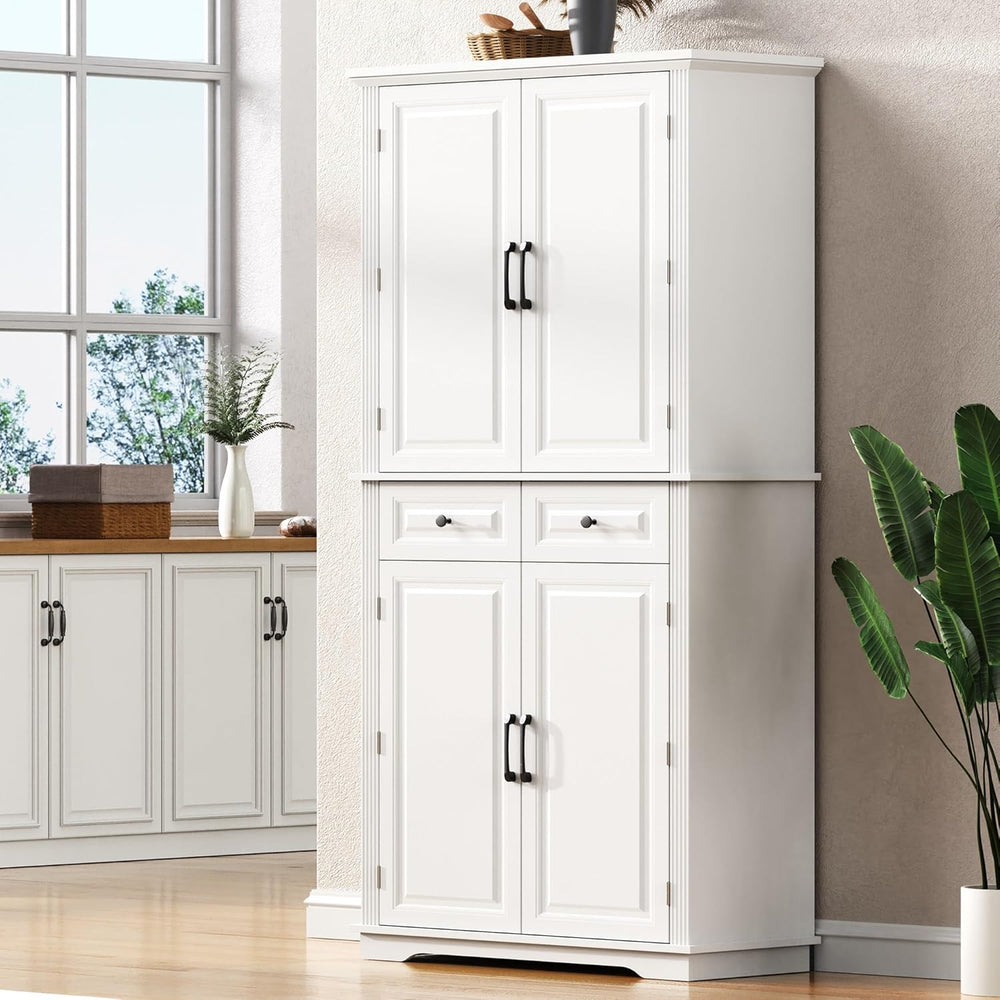 Kitchen Pantry with 3 Pull Out Cabinet Organizers, Farmhouse Freestanding Sto...