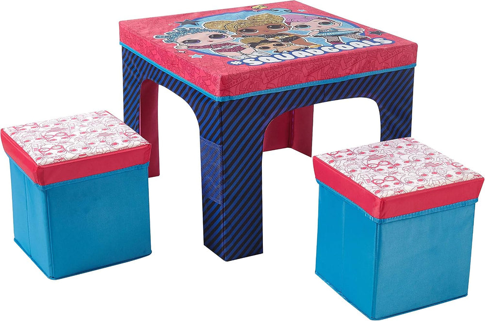 LOL Surprise 3 Piece Collapsible Table and Chair Set with Storage Table and 2...
