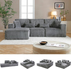 Cloud Sectional Couch, 110 Inch Modern Modular Sectional Sofa with Deep Seat, Corduroy Boneless Couches with L-Shape Left Chaise for Living Room Bedroom, No Assembly Required