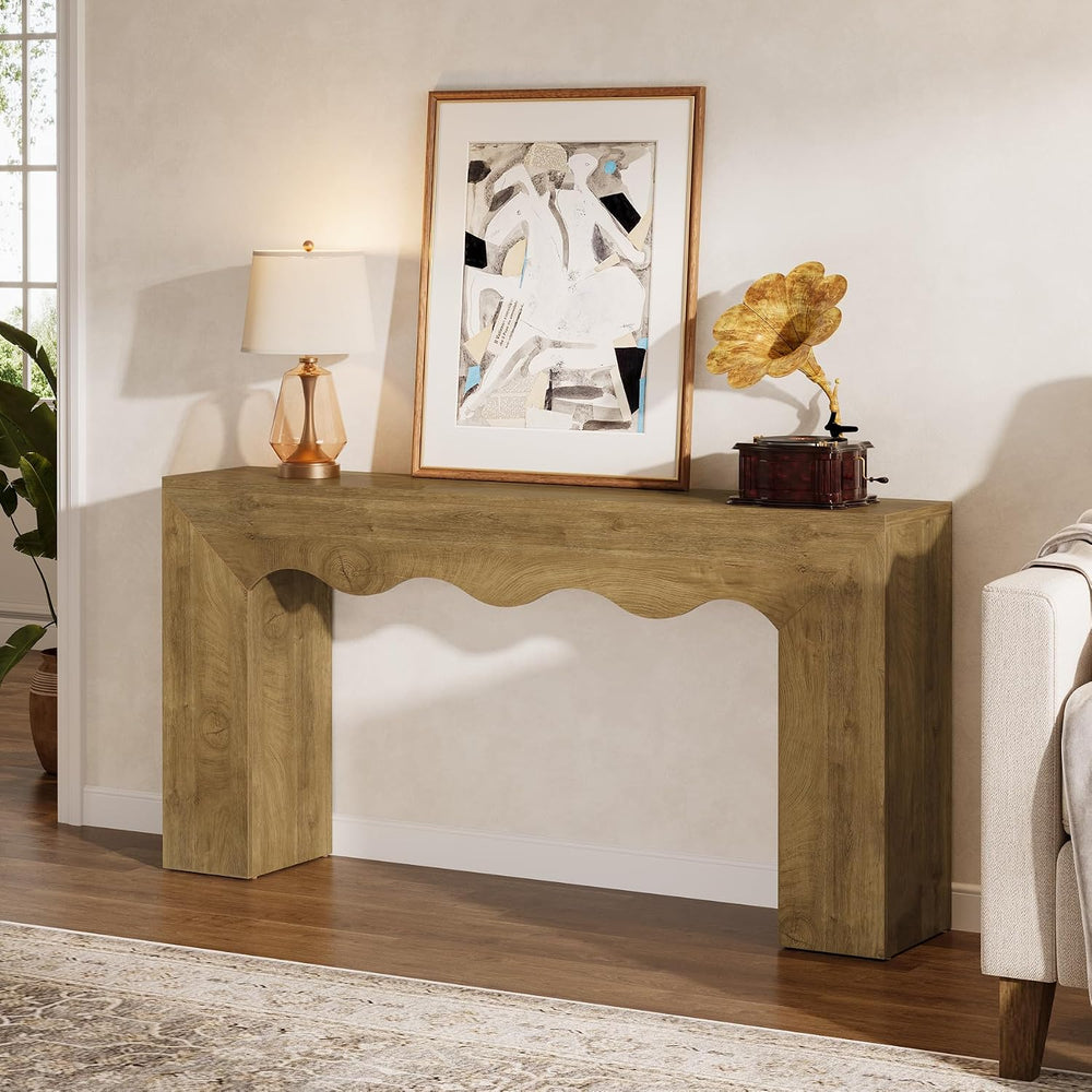 Tribesigns 63" Farmhouse Console Table, Wooden Couch Table Behind Sofa w...