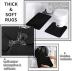 Bathroom Set with Shower Curtain and Rugs- 25PC Bathroom Accessory Set, Black Shower Curtain Set, Toilet Brush, Trash Can, Qtip Holder Dispenser & Soap Dispenser