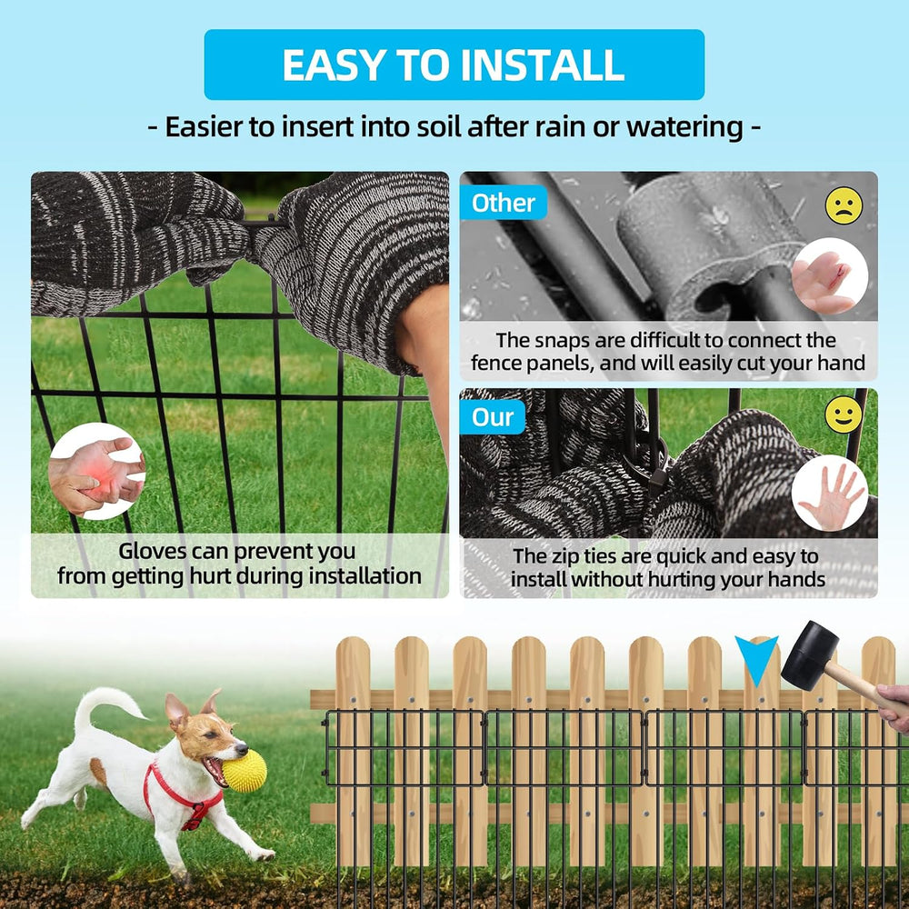 25 Panels Garden Fencing Animal Barrier, 17in (H) X 27ft (L) Dog Dig Fence Ba...