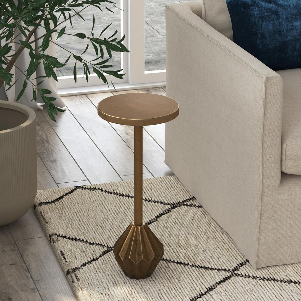 East at Main Bohemian Geometric Metal Martini Table, 10” Wide, Antique Brass ...