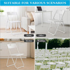 40 Pack White Plastic Folding Chairs, Indoor Outdoor Portable Stackable Commercial Seats with Steel Frame for Home Office Wedding Party Events Kitchen Dining, 350lb Capacity