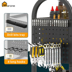 Warome Power Tool Organizer for Garage,Heavy Duty Tools Holder Storage Rack On Wheels,Floor Standing Rolling Power Tool Cart for Storage and Organization，Father/Husband/Boyfriend/Men/Dad Gift