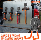 4Pcs Magnetic Hooks Heavy Duty, Large Strong Magnetic Storage Hook for Hanging Garage Tool, 66mm Magnet Hooks with Anti-Slip Coating, Magnetic Holder for Power Drill/Metal Cabinet/Garden Tools