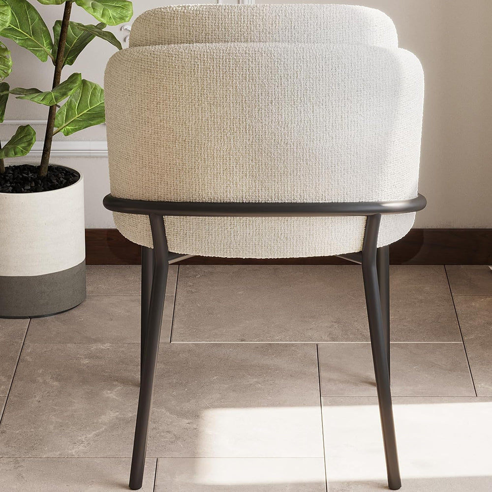 Modern Dining Chairs Set of 4 Cream White Upholstered Side Chairs with Curved...