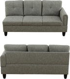 Modern Living Room Furniture Sets with Pillows, Modular Sectional Couches with Chaise Lounge, 4-Seaters L Shape Sofa with Storage Ottoman, for Living Room, Grey