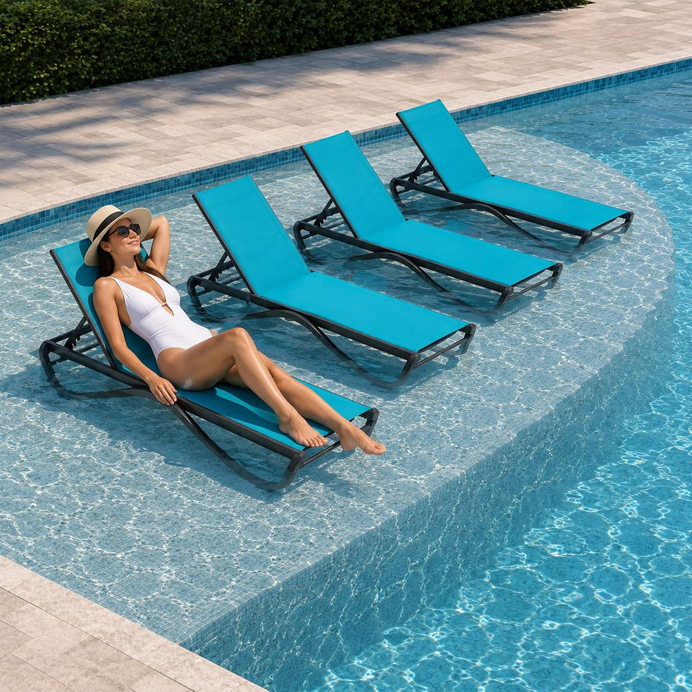 Kozyard Outdoor Chaise Lounge Chair, All Aluminum Frame, Fully Flat Adjustabl...