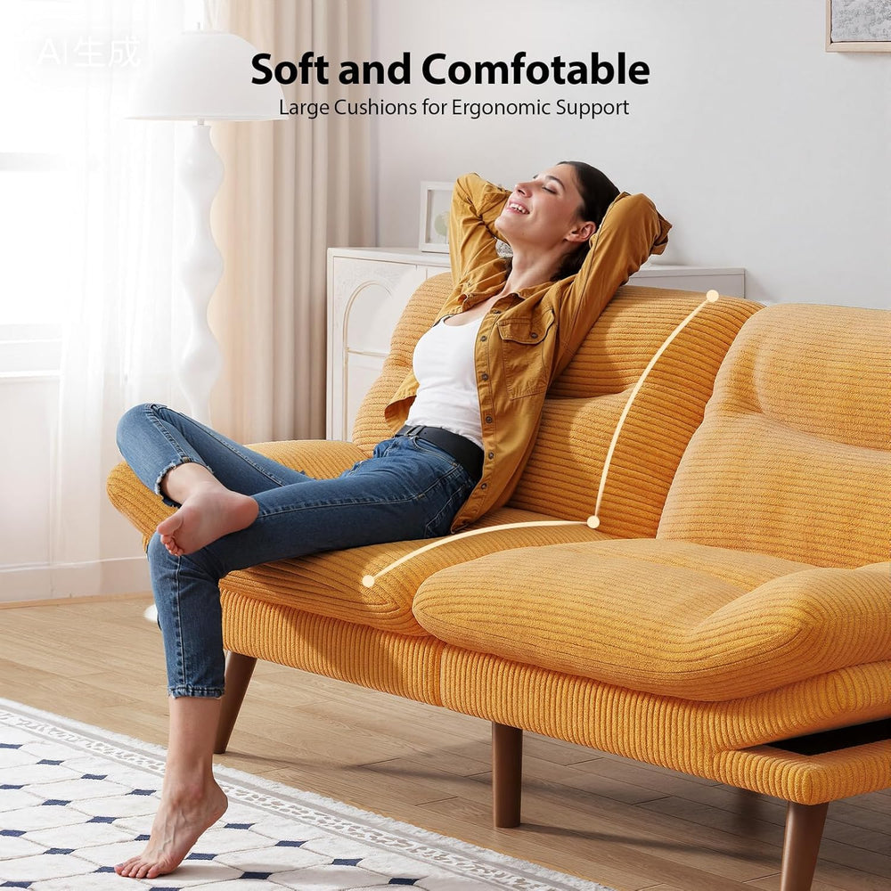 Pipishell Futon Sofa Bed, Modern 66" Futon Couch Convertible to Bed &amp...