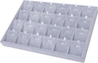 Mornajina 24 Grids Stackable Jewelry Tray Organizer with Removable Dividers, Velvet Jewelry Display Tray for Earrings Necklaces Bracelet Rings Display Showcase - Grey