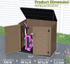 HOMSPARK Storage Shed Weather Resistance, Multi-Purpose Outdoor Storage Cabinet for Backyards and Patios, Horizontal Storage Shed for Lawnmower, Patio Accessories (Brown, X Large - 48 cu.ft)