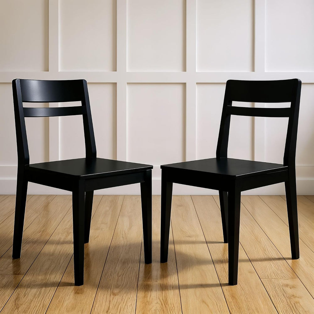 Grain & Grove Crew Dining Chair, Set of 2, Solid Rubberwood Frame, Engine...