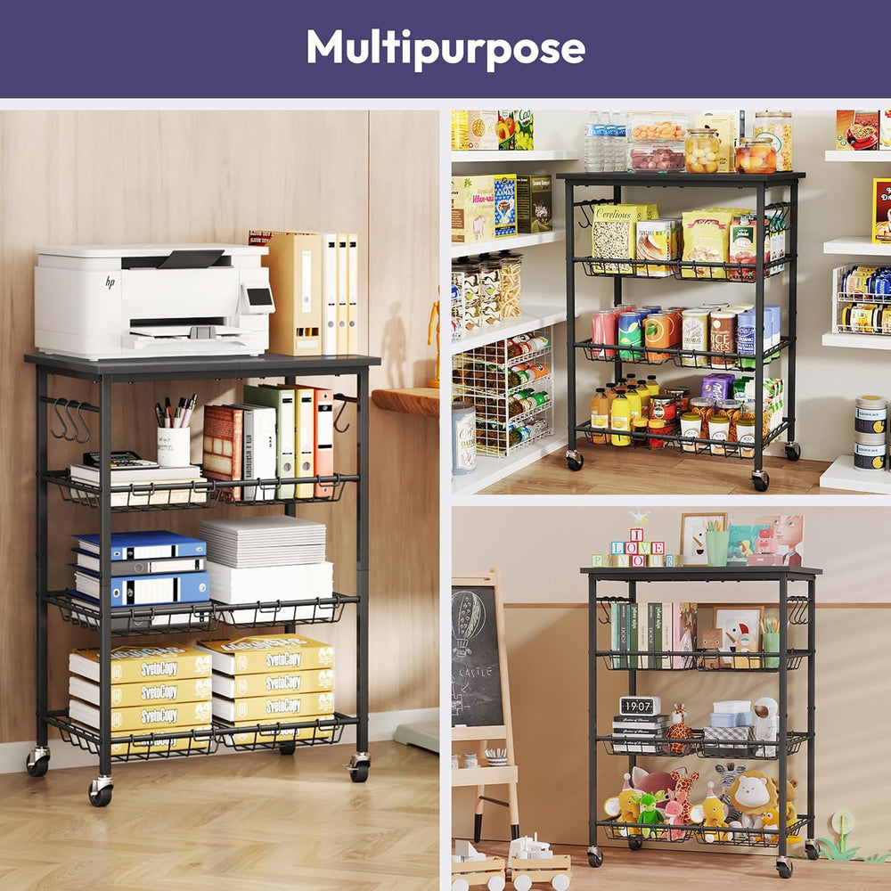 SWTYMIKI 24.4''x15.7'' Rolling Microwave Cart - 4 Tier Microw...