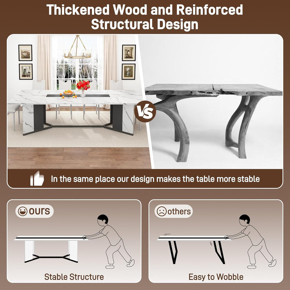 chartustriable Dining Table for 8-10 People,94" Large Modern Kitchen Tab...