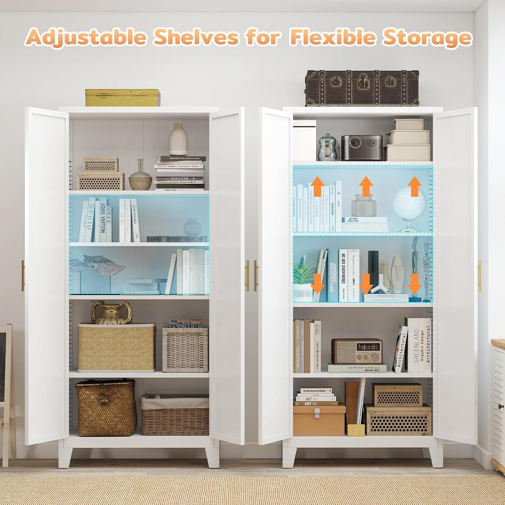 Zevemomo 71'' Tall Metal Pantry Cabinet with 2 Doors, Freestanding Ki...