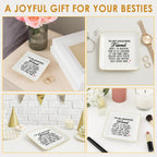 Funny Gift for Besties - Friendship Jewelry Dish for Women BFFs on Birthday Christmas, 4" Ceramic Ring Trinket Tray Here's Another Year - Unique Gift for Sisters Coworkers Classmates