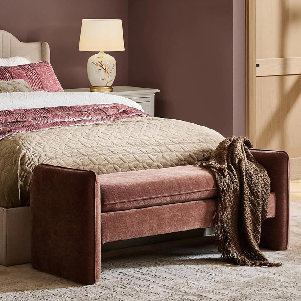HULALA HOME 57.5" Modern Chenille Upholstered Bench, End of Bed Bench wi...