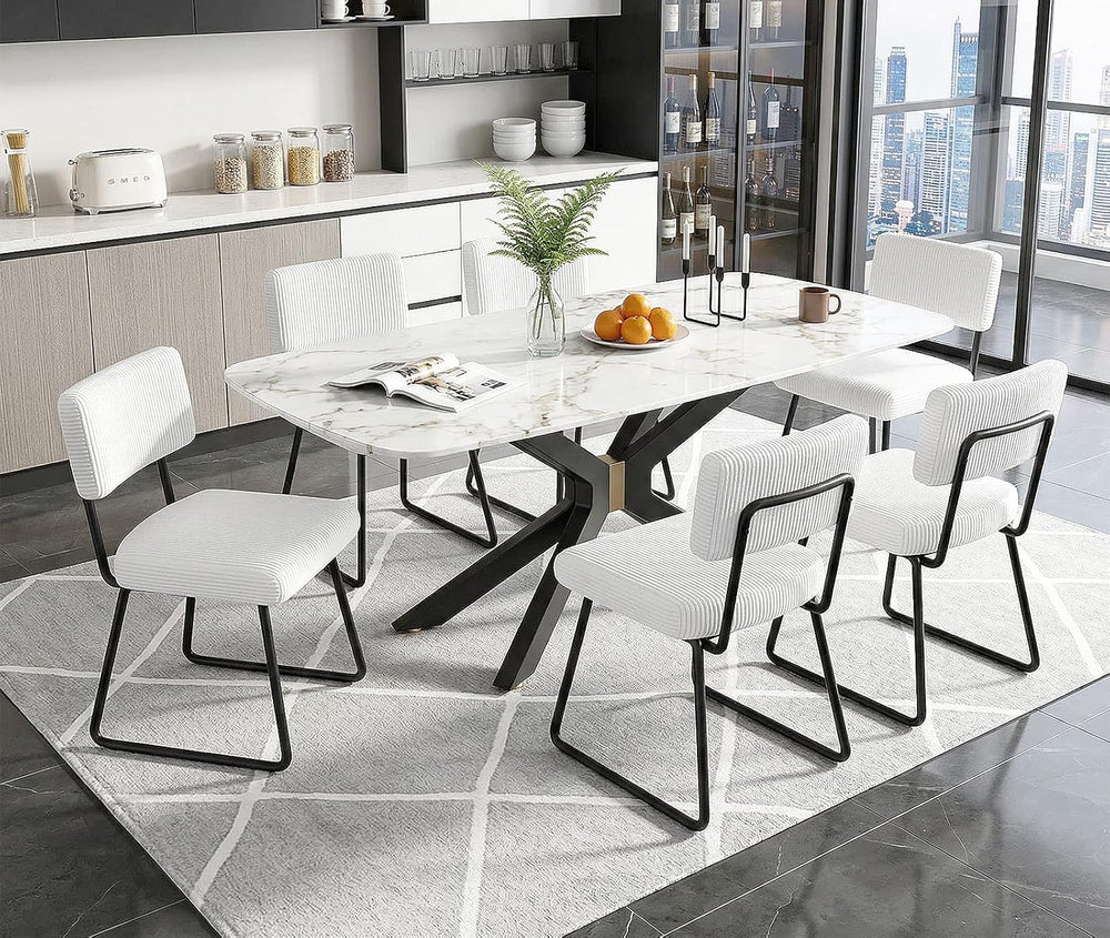 Velvet Dining Chairs Set of 6, Upholstered Dining Room Kitchen Chair with Thi...