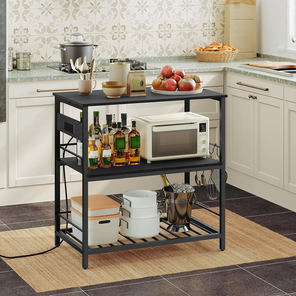 HOOBRO Kitchen Island with Storage, Kitchen Island Table with Power Outlet, 3...