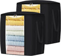 120L Extra Large Clothes Storage Bags, Foldable Blanket Storage and Organization, Thick Fabric Containers with Reinforced Handles & Zippers for Clothing, Comforters, Bedding, Black, 2 Pack