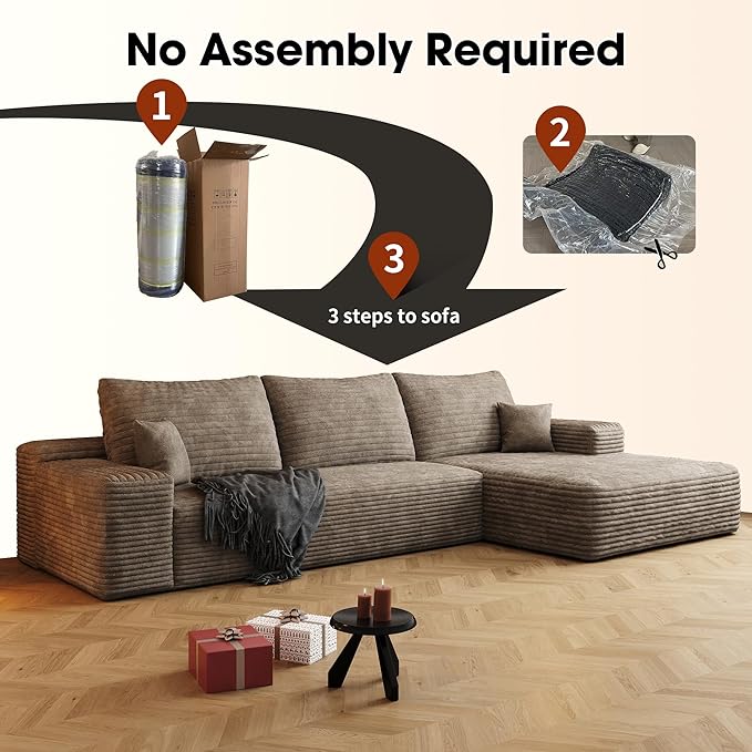 Eafurn Oversized L Shape Modular Sectional Sofa with Right Facing Chaise Loun...