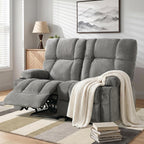 Oversized Fabric Reclining Loveseat Sofa for Living Room with Cup Holders | 2-seat recliner sofa with side pockets, padded seats and adjustable footrests for home theater, family room and relaxation
