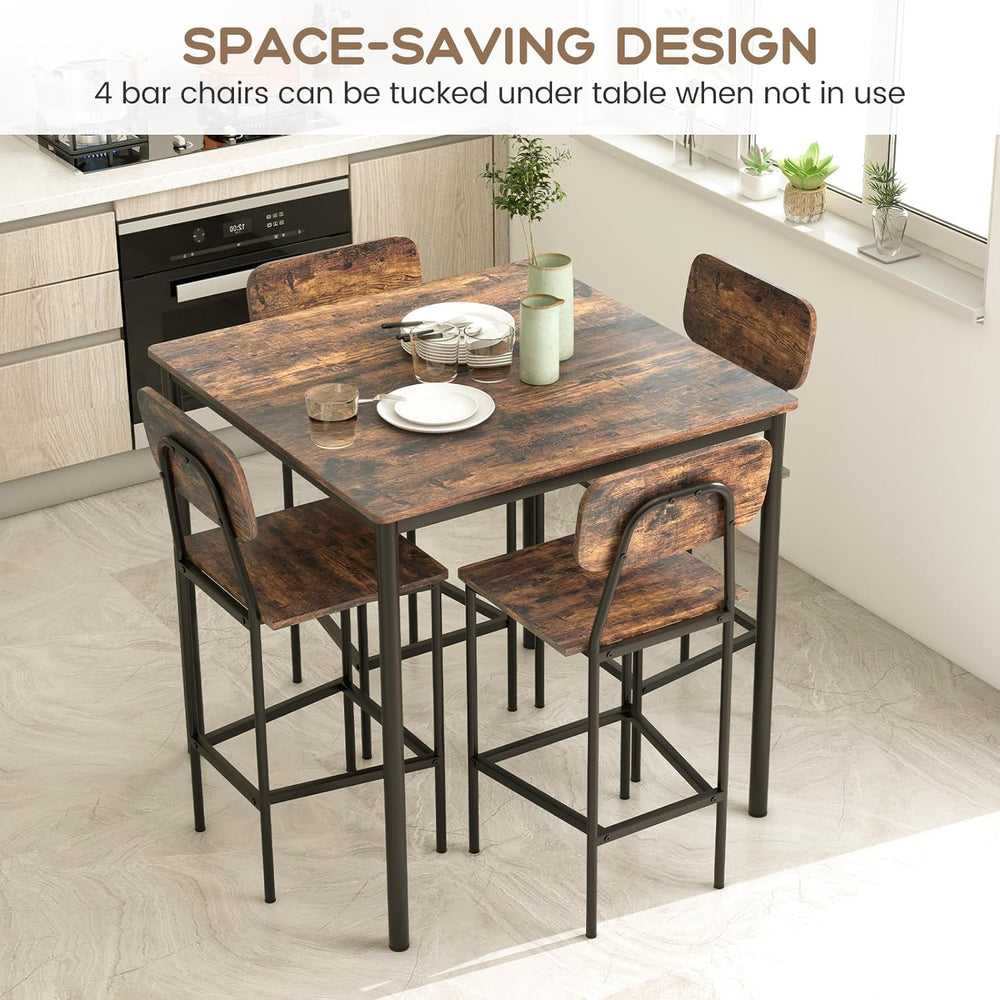 Giantex 5-Piece Dining Table Set W/Counter Height Table & 4 Bar Stools, I...