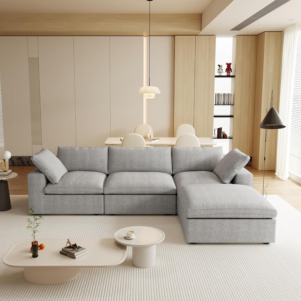 JACH L-Shaped Cloud Sectional Sofa for Living Room, Modular Convertible Sofa,...