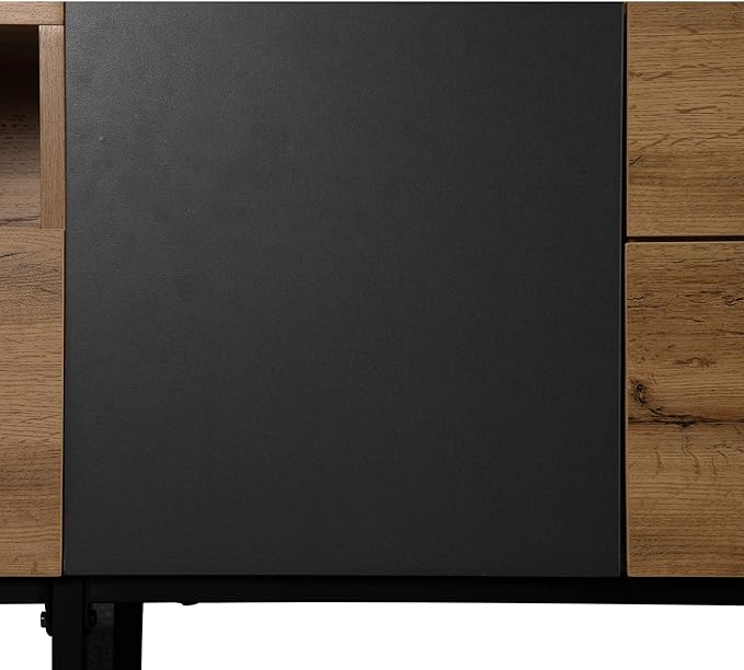 Ball & Cast 70" Modern TV Stand for TVs up to 80", Media Console with Drop-Down Door, 2 Drawers & Adjustable Shelf, Entertainment Center w/Ample Storage for Living Room, Home Theatre,Wood