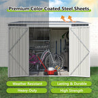 6x8FT Lean to Shed Metal Outdoor Storage Sheds with Floor Frame,Large Tool&Lawn Mower Shed with Two Lockable Doors for Garden Backyard Patio Storage,Outside Waterproof Storage Shed