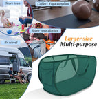 100L Foldable Laundry Baskets 2 Pack, Extra Large Mesh Pop Up Laundry Hamper, Dirty Clothes Hamper with Handles, Pop-up Hampers for Laundry Travel. Dorm or Home Portable Clothes Baskets.Green 2H