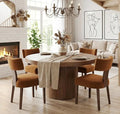 Mid Century Modern Dining Chairs Set of 4, Upholstered Wooden Dining Room Chairs, Farmhouse Kitchen Chairs, Accent Armless Side Chairs with Curved Back for Living Room, Brown Velvet, 4PCS