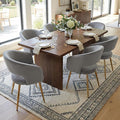 Grey Velvet Dining Chairs Gold Legs, Modern Dining Room Chairs with Arms Set of 6 Upholstered Accent Chair Armchair with Barrel Back for Kitchen Living Room