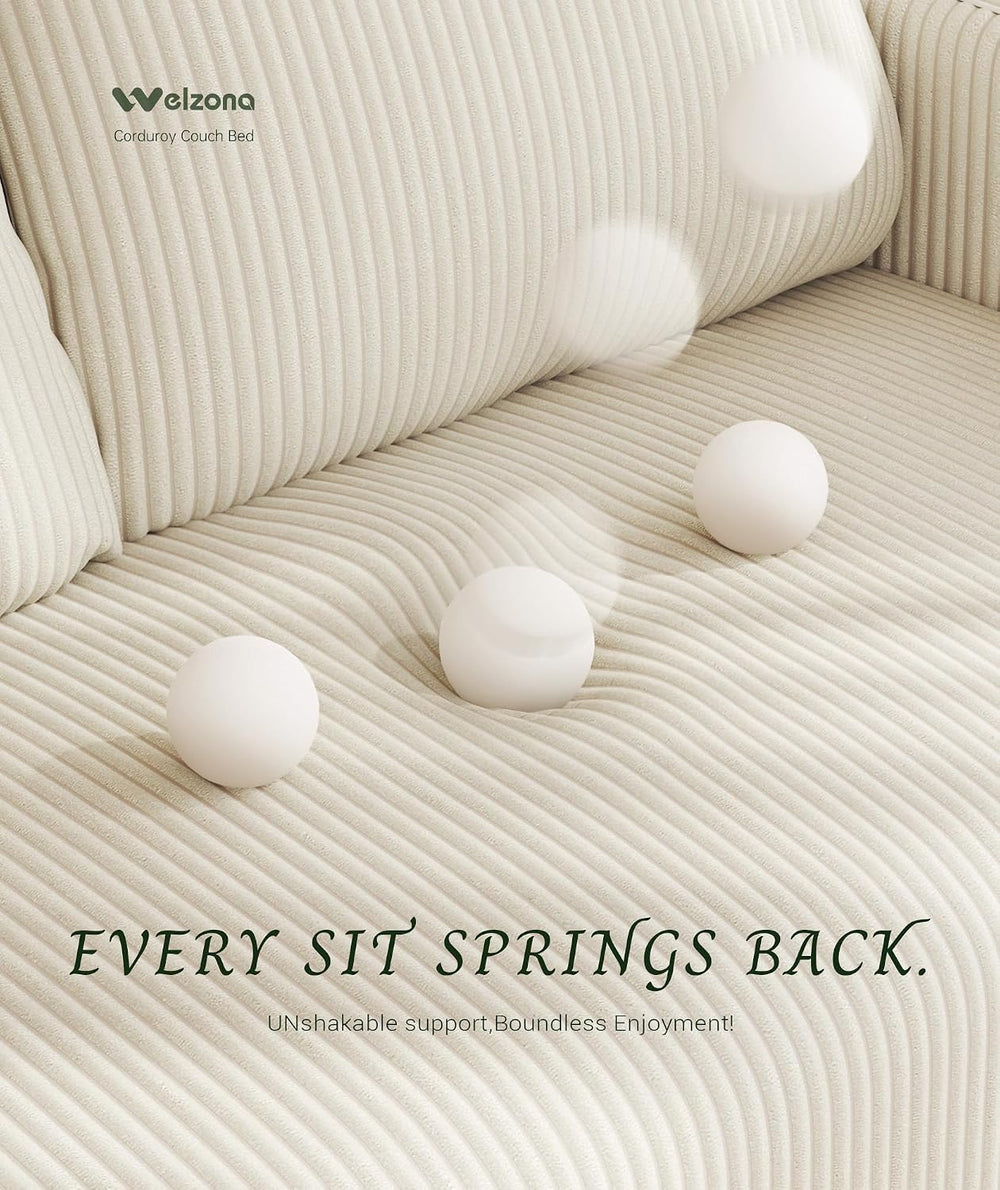 Welzona Loveseat Sleeper Sofa 47", Convertible Sofa Bed, Corduroy Love s...