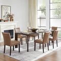 Watson & Whitely Dining Chairs Set of 6, Faux Leather Upholstered Armless Dining Room Chairs with Solid Wood Legs & Back Side Chair for Kitchen, Living Room, Restaurant, Saddle Brown