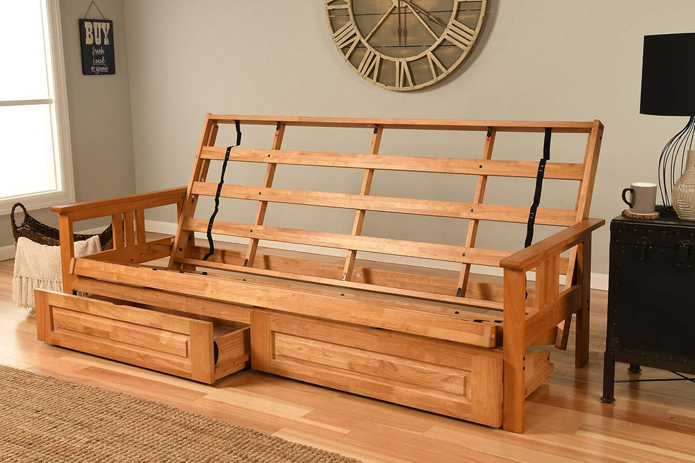 Kodiak Furniture Monterey Queen-size Futon Frame, Storage Drawers, Butternut ...