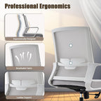 Office Chair ergonomically Designed with Breathable mesh backrest and Lumbar Support Adjustable Height Suitable for Offices Homes bedrooms Study Rooms Grey