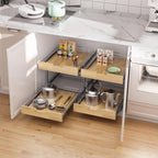 Pull Out Cabinet Organizer,Heavy-Duty Slide Out Shelf, Wood and Wire Basket, Pull Out Drawer for for Kitchen Under Sink Space, Pantry, Bathroom, 2 Tie 26 * 21 in