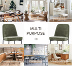 COLAMY Dining Chairs Set of 6, Modern Dining Chairs, Fabric Upholstered Dining Chairs, Kitchen Chairs with Curved Back and Metal Legs for Dining Room Kitchen Restaurant, Green