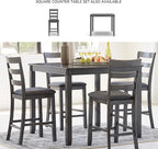 Signature Design by Ashley Bridson Dining Table Set For 6 With Bench, Wood 6‑Piece Kitchen Table And Chairs Set With Upholstered Seats, Transitional Charcoal Gray Dining Room Set For Family Meals