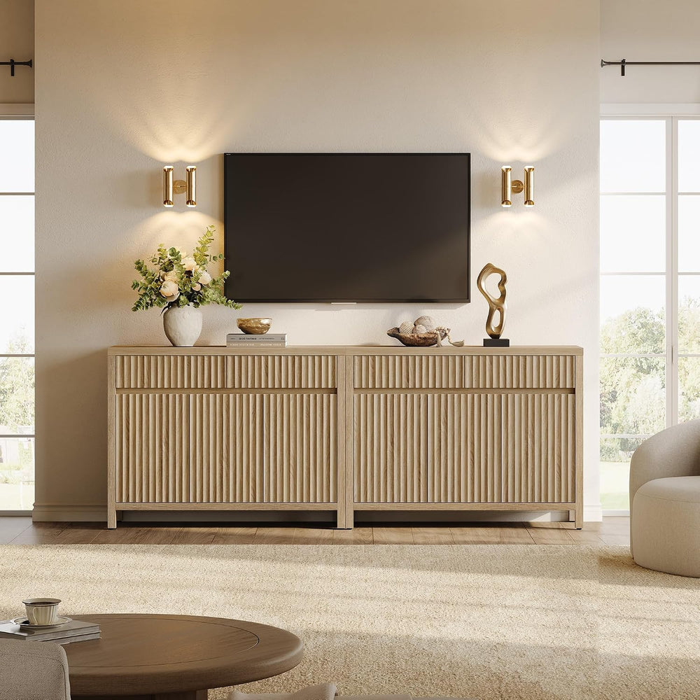 SICOTAS 42" Fluted Sideboard Buffet Cabinet with 2 Drawers & 3 Doors...