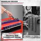 2-Piece 3/8"-Drive SAE Magnetic Socket Organizer Set (Holds 26 Sockets) - Detachable Tool Tray with 5mm Magnetic Base, Screw-Fixed Design & Heavy-Duty Modular Storage for Garage/Home Workshop