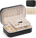 Lolalet Travel Jewelry Case for Women Girls, PU Leather Jewelry Organizer with Clear Storage Bag Small Portable Jewelry Box for Necklace Bracelet Earring Ring Birthday Bridesmaid Gifts -Medium/Black