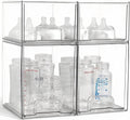 Baby Bottle Organizer, 4 Pack Clear Space-Saving Stackable Drawer with Handle, Baby Bottle Storage Organizer for Countertop and Cabinet