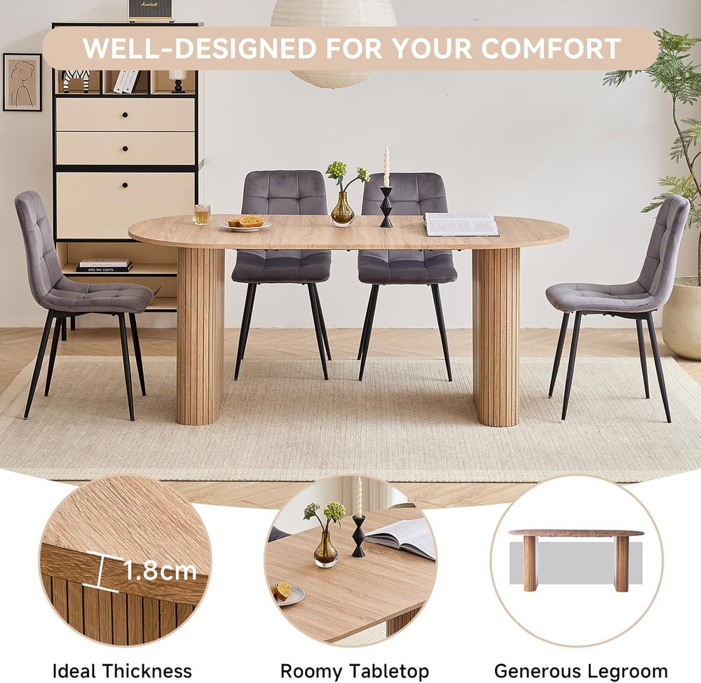 70.8" Modern Dining Table for 6 8 People Farmhouse Kitchen Dinner Table ...